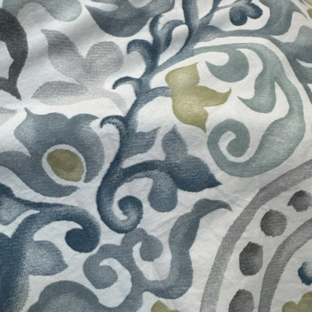 Pottery Barn  Jessie Scroll Full Queen Duvet Green And Blue